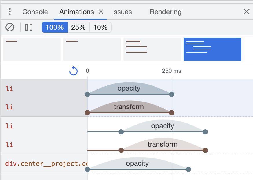 Animation panel in Chrome Dev Tools