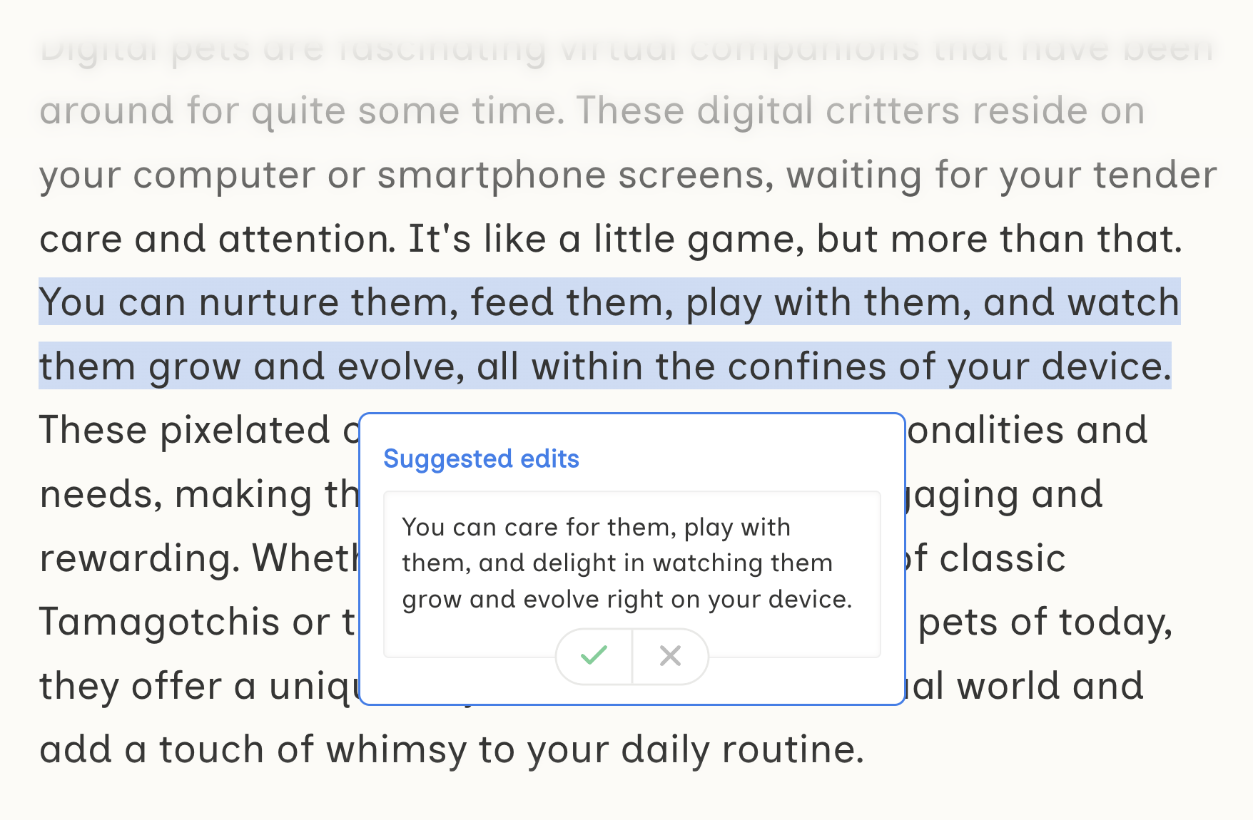 Suggested writing improvements by the Editor